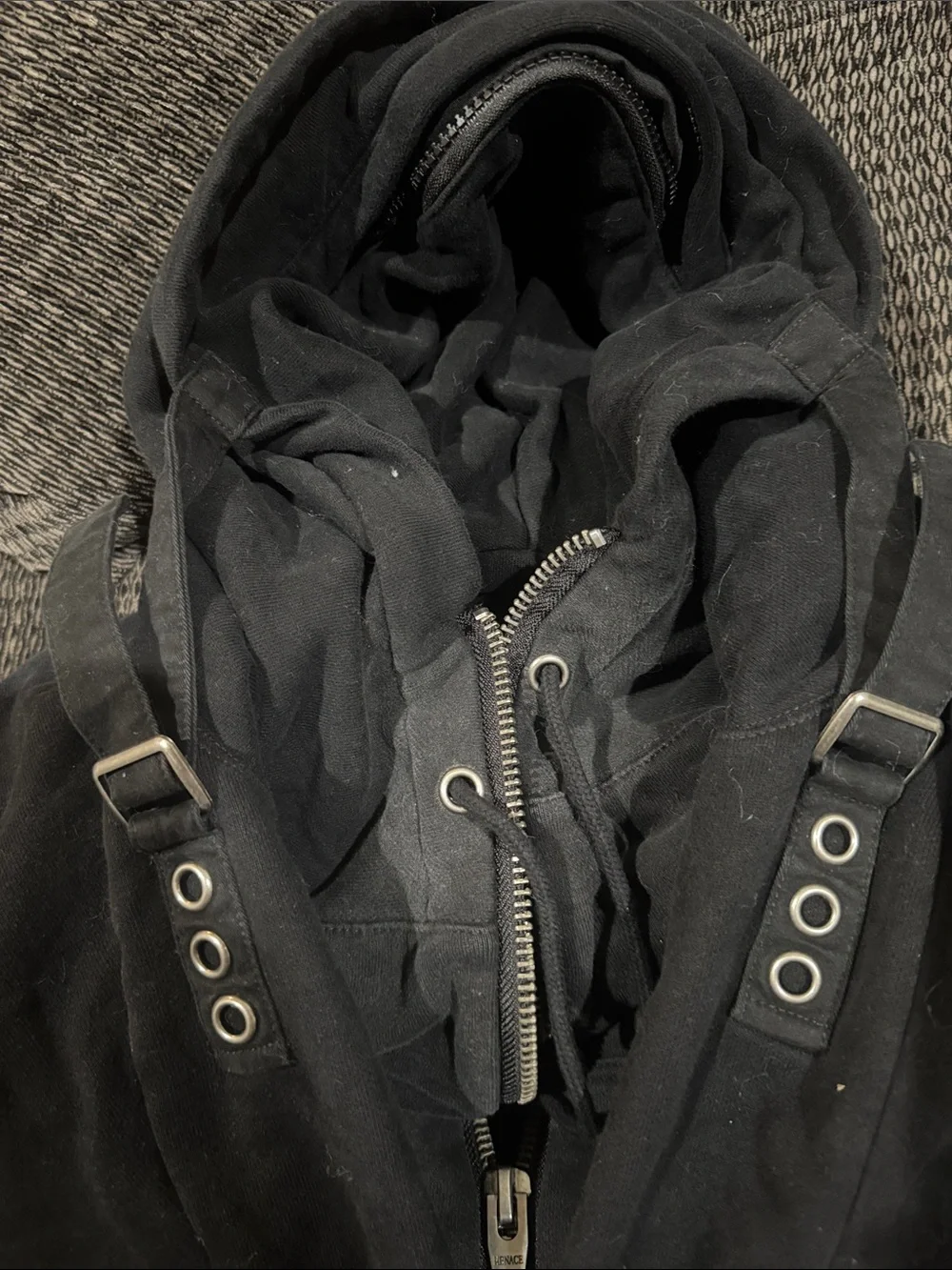 Brand new Men's or Women’s Black Menace Hoodie Messenger Bag! Distressed/ large